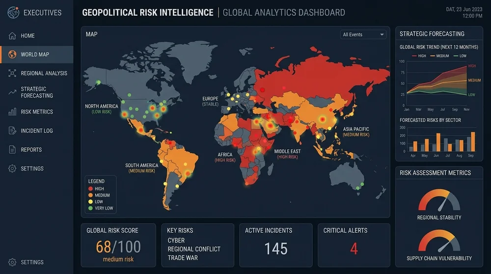 Geopolitical Analysts Strategic Global Risk Advisory Dashboard